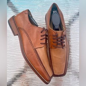 CLEAN‎ Size 7D Steeple Gate Oxford Square Toe Brown Tan Leather Mens Shoes